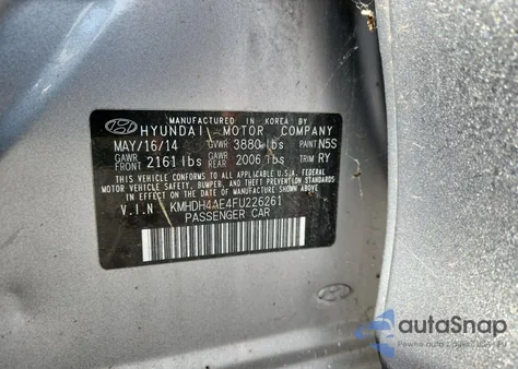 2015 Hyundai Elantra Se из США, поврежденный, VIN KMHDH4AE4FU226261